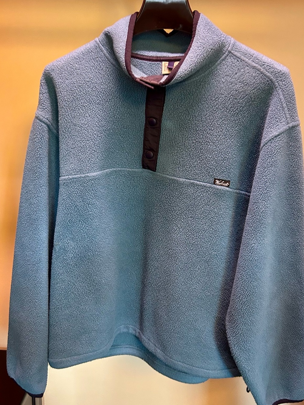 Woolrich Teal Blue Fleece Pullover with Black Trim